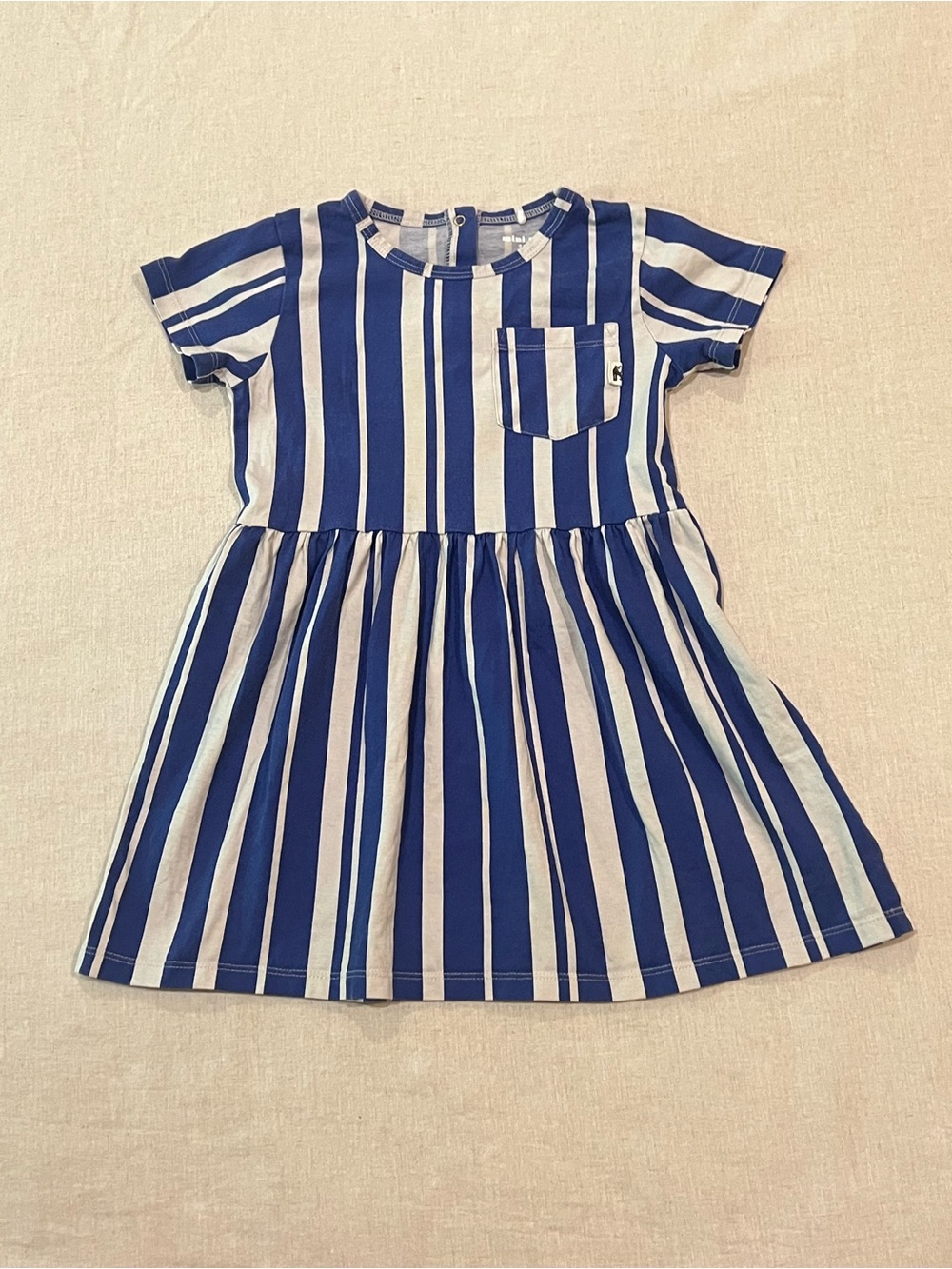 Mini Rodini Navy and White Striped Organic Cotton Dress Kids Size 3 to 5 Years